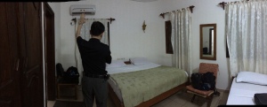 Here is a picture of the room we stayed at when we got to Lome. Currently, my dad is untangling our phone chargers.